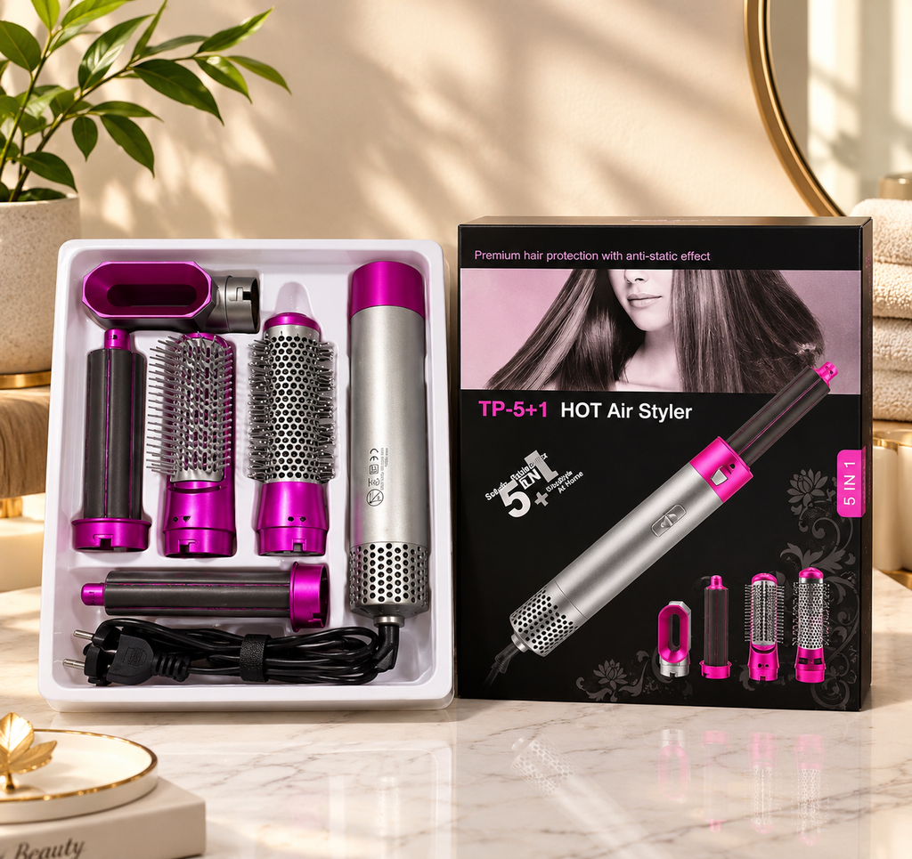 5-in-1 Hot Air Styler – Hair Dryer, Curling & Volumizing Brush